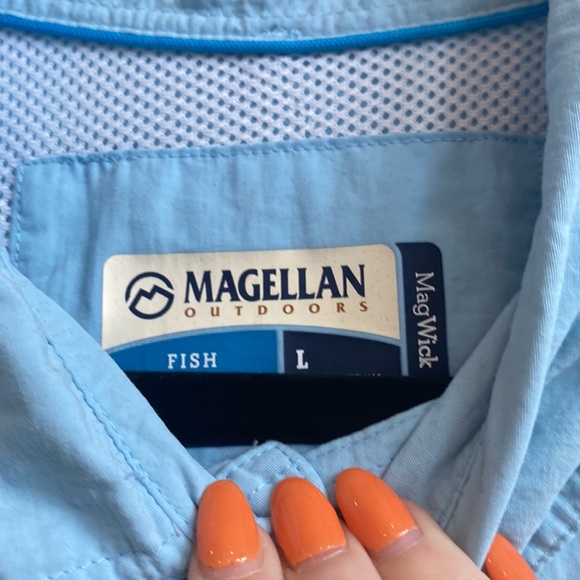 Magellan Light Blue Fishing Gear Short Sleeve Button Down Shirt - Picture 3 of 5